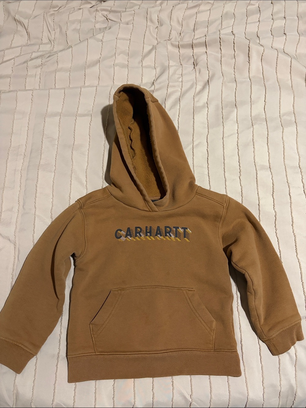Carhartt Kids' Tan Brown Hooded Sweatshirt with Logo